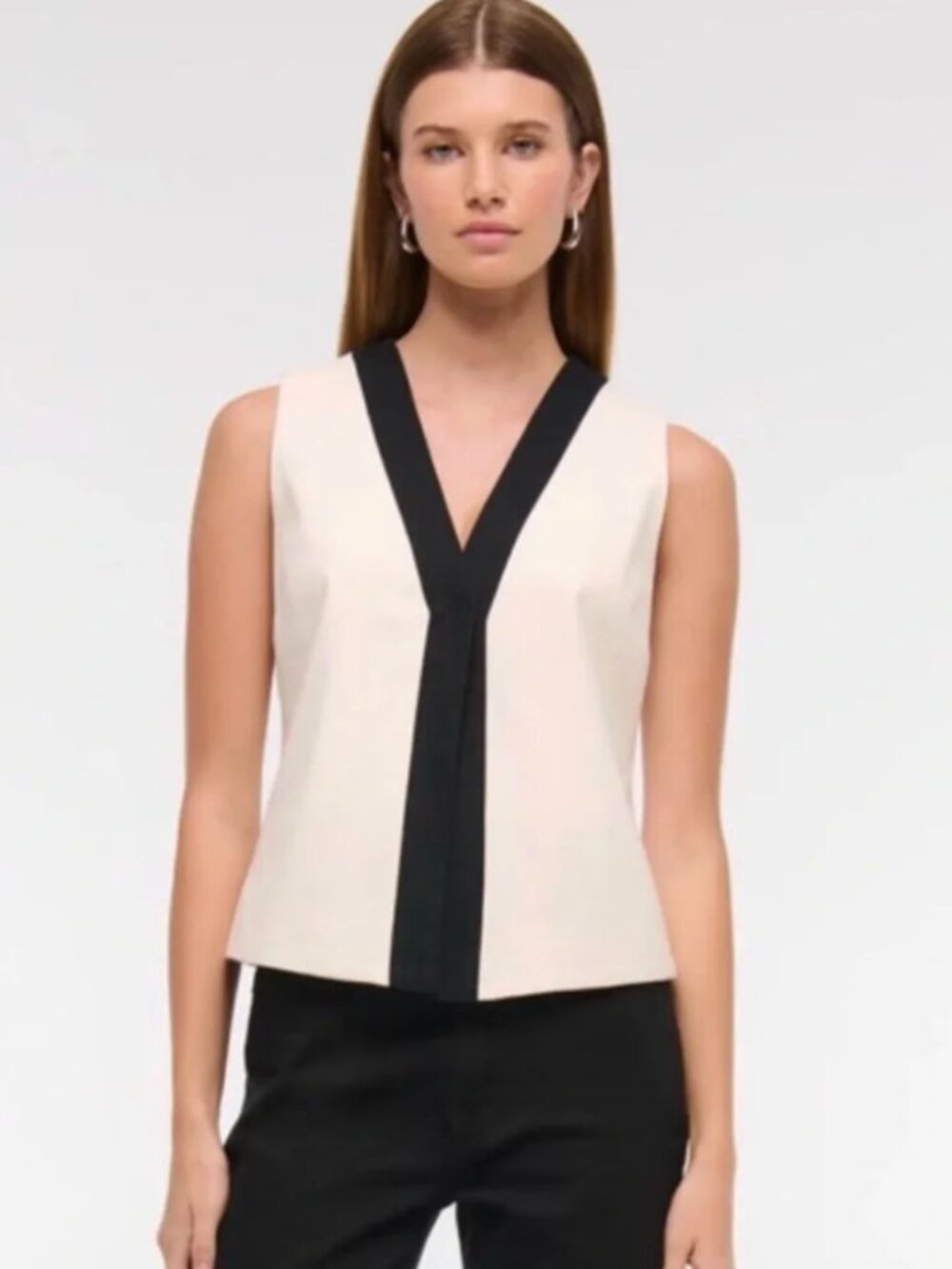 NWT Abercrombie Linen-Blend Vest Cream S Sold Out
